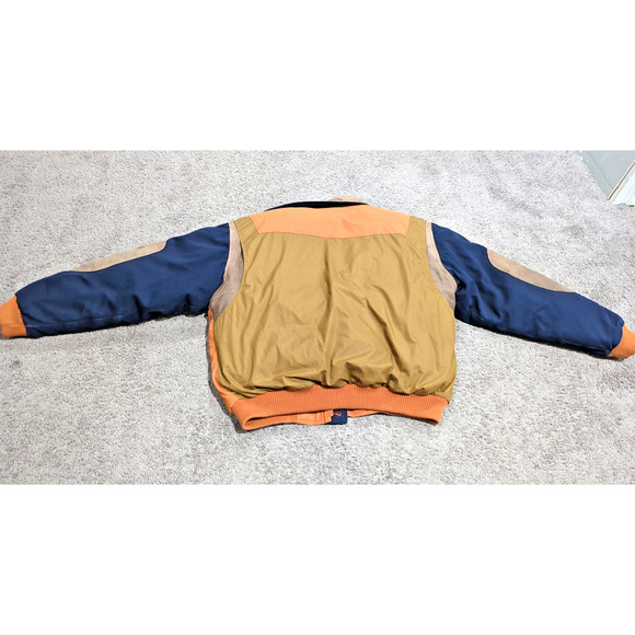 Vintage Goose Down Army blue tan Puffer Puffy Jacket Coat Mens Size Large VTG - Picture 5 of 5